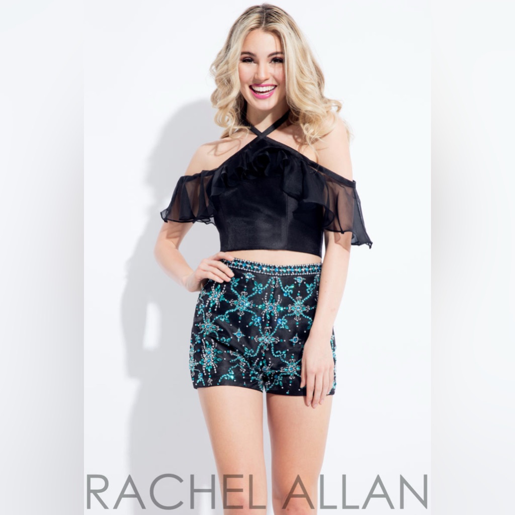Rachel Allan Black And Blue Two-Piece Set